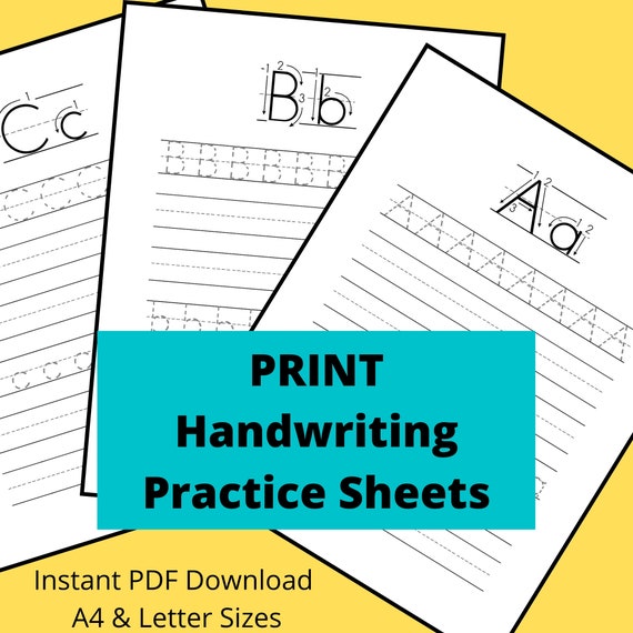 Print Handwriting Practice Sheets Printables Downloadable | Etsy