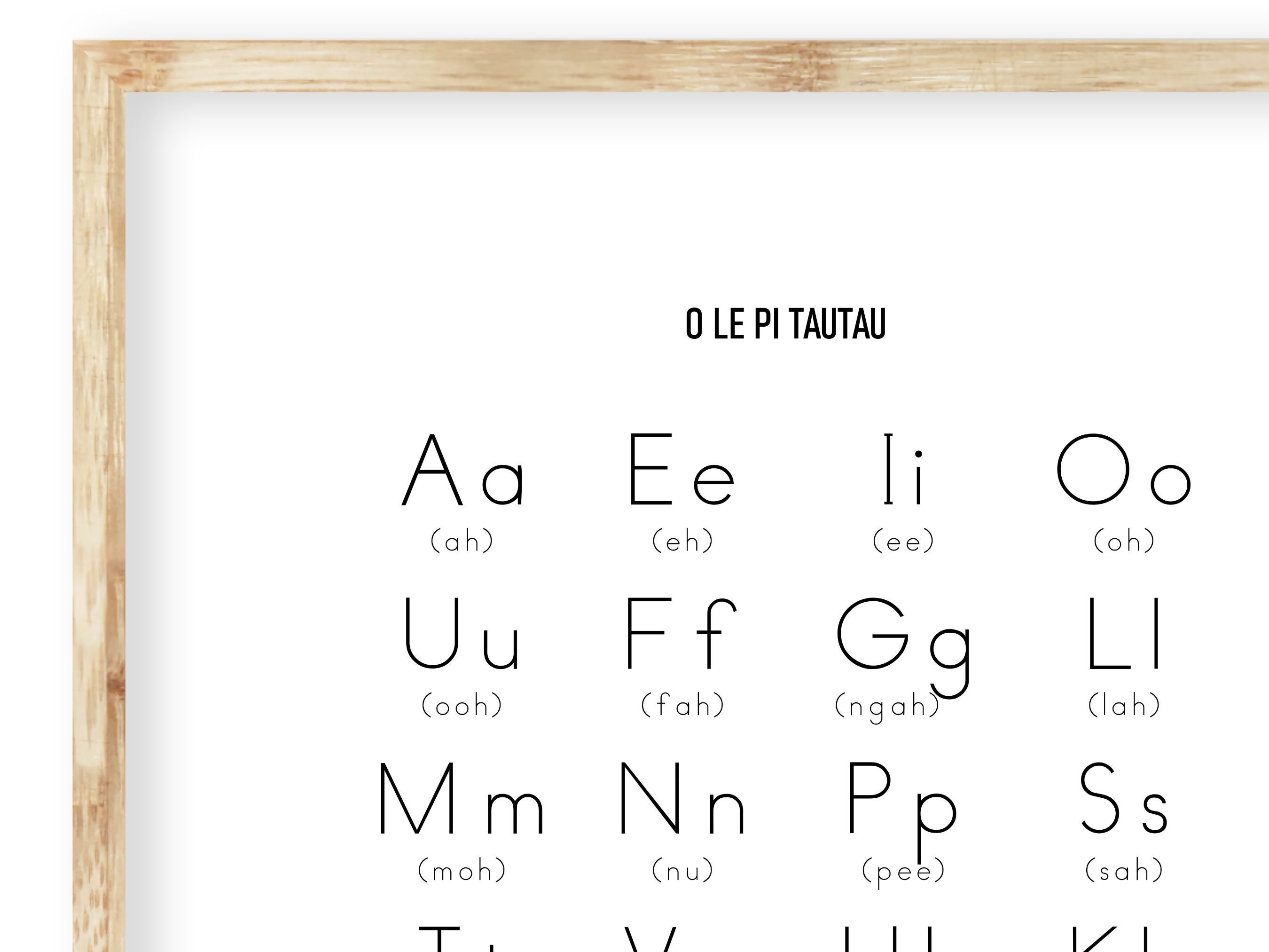 Samoan Alphabet Poster with English Pronunciation White Etsy