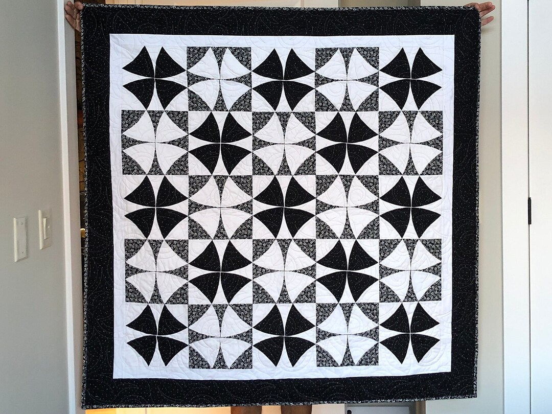 53.5x53.5 Black and White Patchwork Quilt Lap Quilt Handmade Quilt Hand ...