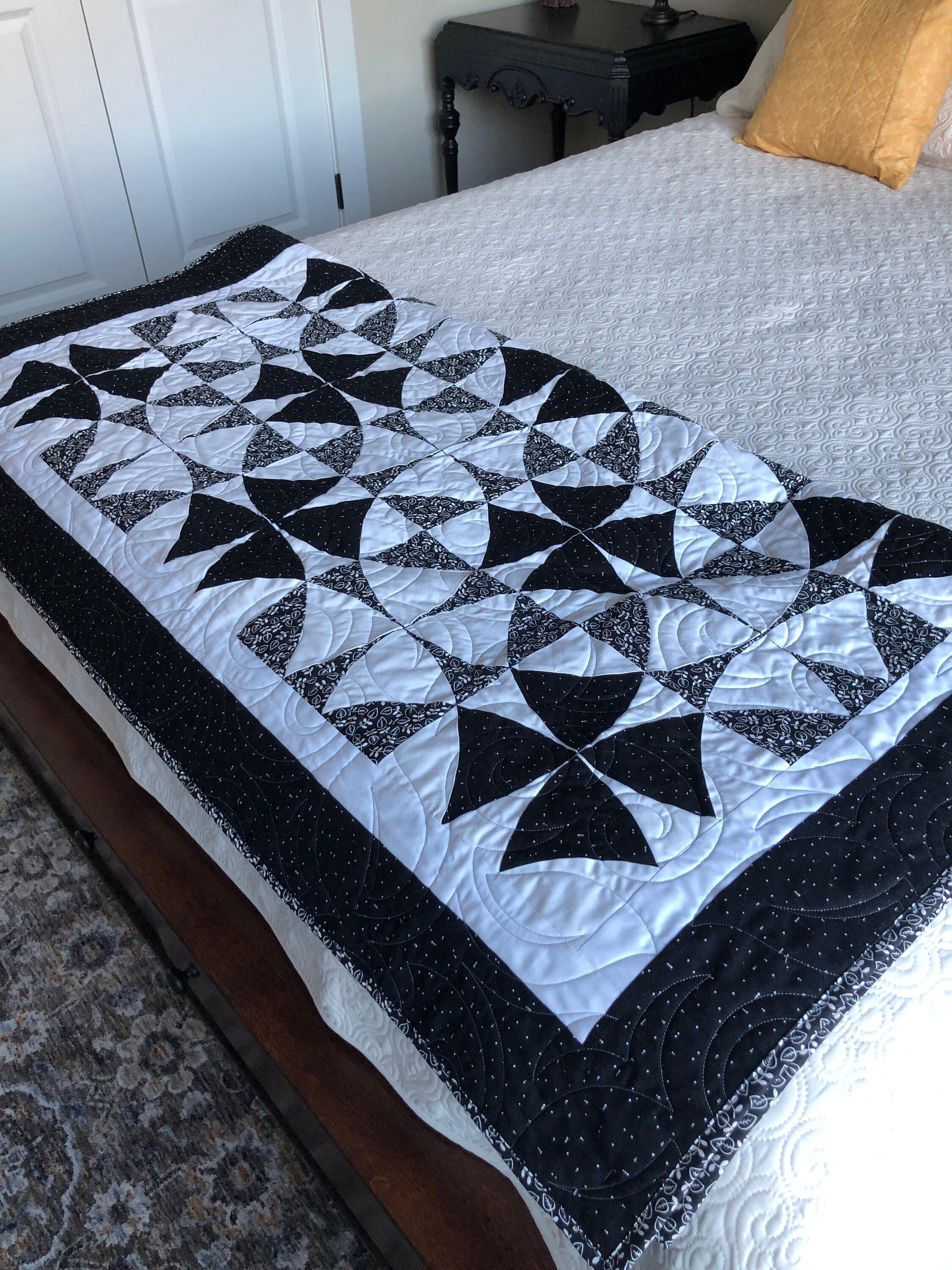 53.5x53.5 Black and White Patchwork Quilt Lap Quilt Handmade Quilt Hand ...