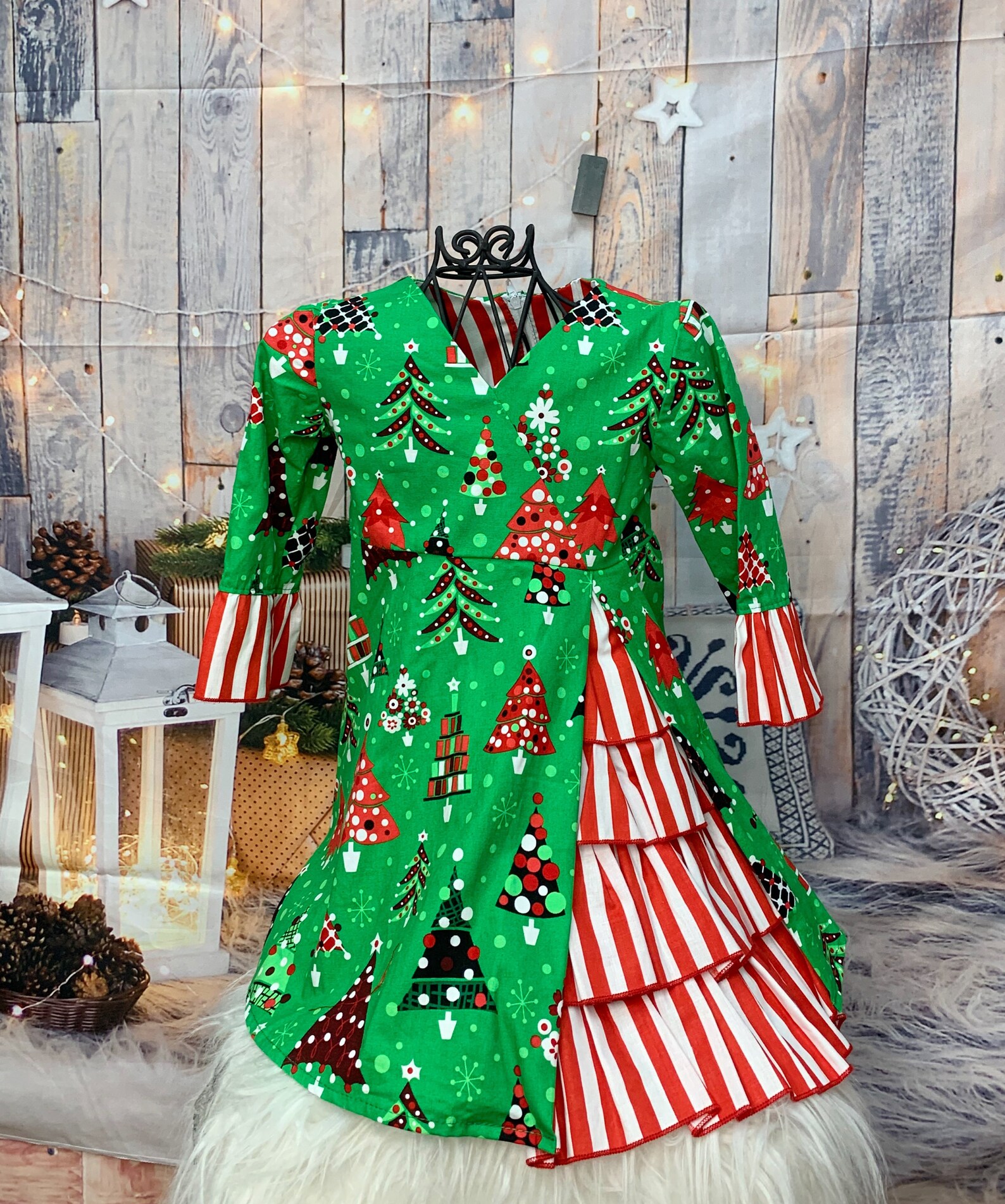 Green Christmas Tree Dress Etsy