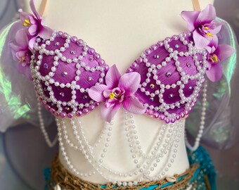 Ready to ship ! Purple pearly mermaid top - fr/es90B - eur75B - us/uk34B