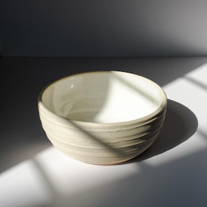 Elegant Handcrafted White Ceramic Bowl | Minimalist Tableware: deep bowl, cereal bowl, ceramic handmade bowl, ceramic chicken soup bowl.