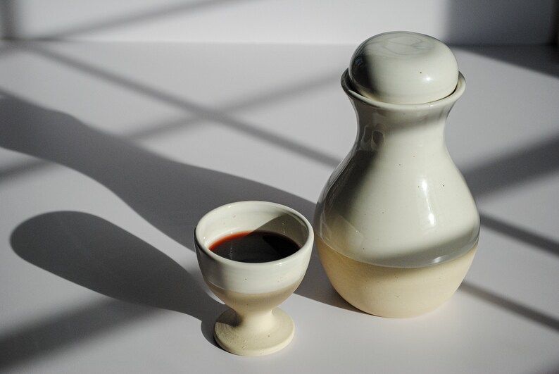 Elegant Handmade Ceramic Wine Carafe Artisan Stoneware Decanter: clay carafe, wine lovers gift, ceramic decanter, ceramic pitcher small. image 5