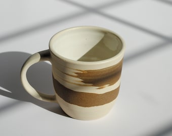 Artisan Handmade Ceramic Coffee Mug | Minimalist drinkware: cup with handle, ceramic mug large, wheel-thrown pot, 10oz coffee cup, clay mug.