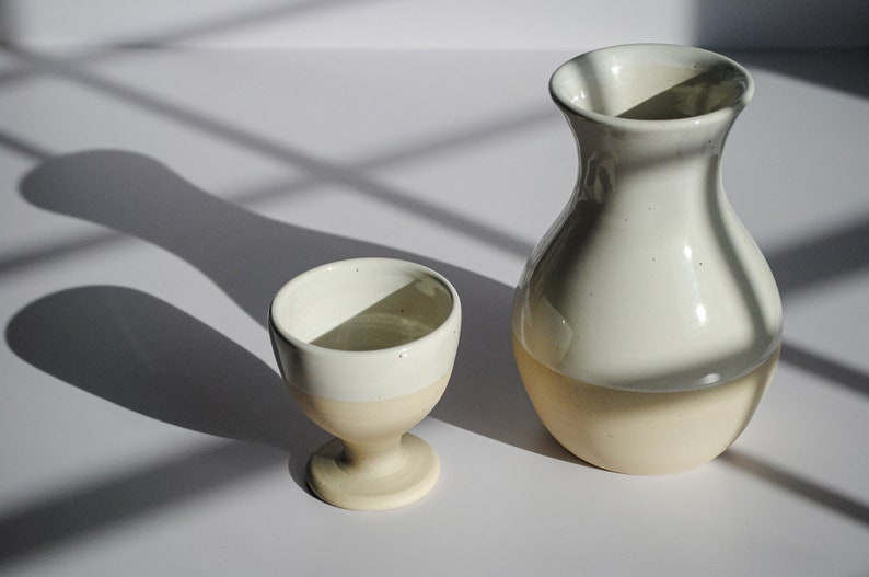 Elegant Handmade Ceramic Wine Carafe Artisan Stoneware Decanter: clay carafe, wine lovers gift, ceramic decanter, ceramic pitcher small. image 8