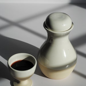 Elegant Handmade Ceramic Wine Carafe Artisan Stoneware Decanter: clay carafe, wine lovers gift, ceramic decanter, ceramic pitcher small. image 9