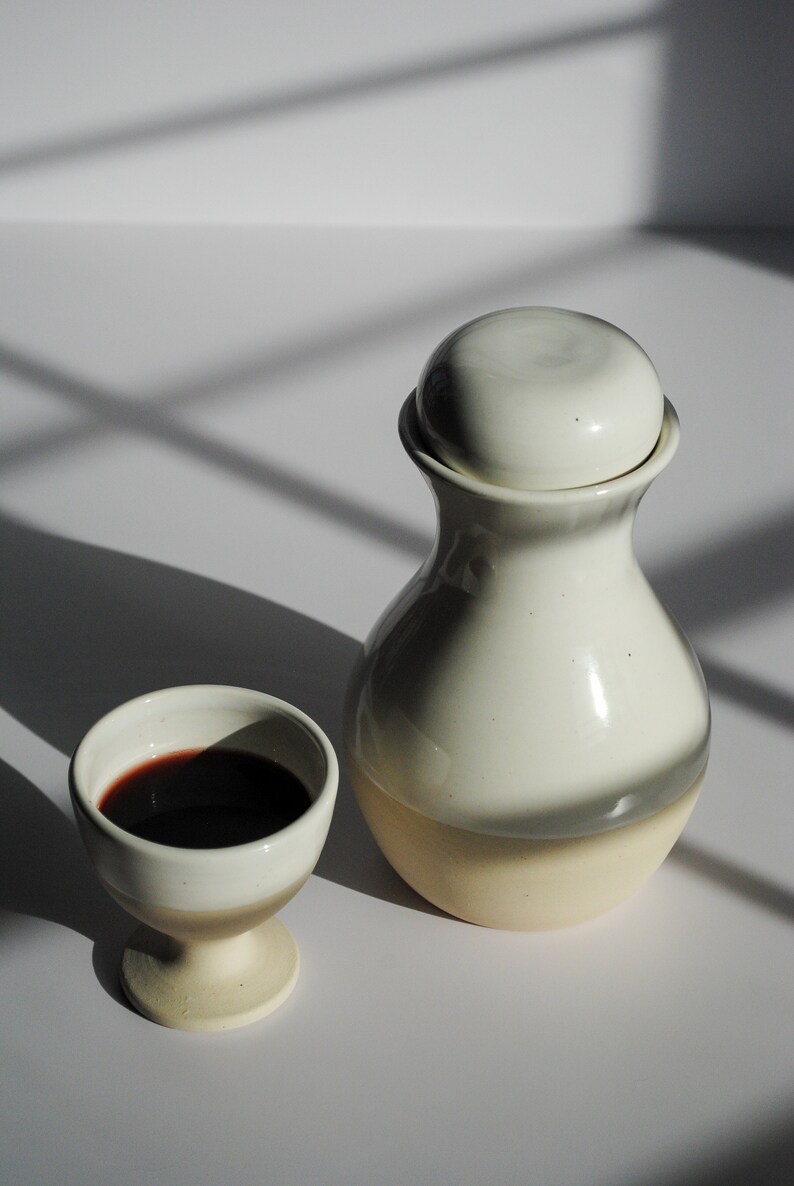 Elegant Handmade Ceramic Wine Carafe Artisan Stoneware Decanter: clay carafe, wine lovers gift, ceramic decanter, ceramic pitcher small. image 9