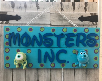 Disney inspired Monsters Inc./Disney sign/Monsters Inc./ Disney's Mike Wazowski/Disney's James P. Sullivan/Disney's Mike and Sully sign