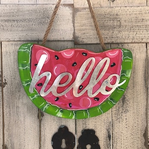 Wassermelonen-Schild/Wassermelonen-Dekor/Wassermelonenscheiben-Aufsatz/Hallo Wassermelonen-Schild/Sommer-Wassermelonen-Schild/Wassermelonen-Kranz-Schild/Sommer-Schild