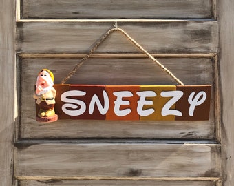 Disney Inspired Seven Dwarfs/Disney Snow White/Disney Seven Dwarfs Sign/Sneezy Dwarf/Sneezy/Snow White and the Seven Dwarfs/Disney sign