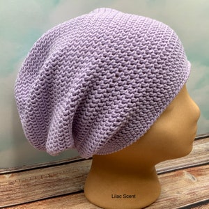 Lilac Scent Australian Superfine Merino Wool Crocheted Slouchy hat, hipster, beanie, winter or summer.