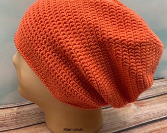 Marmalade Australian Superfine Merino Wool Crocheted Slouchy Mütze, Hipster, Beanie, Winter oder Sommer.