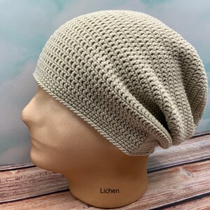 Lichen Australian Superfine Merino Wool Crocheted Slouchy hat, hipster, beanie, winter or summer.