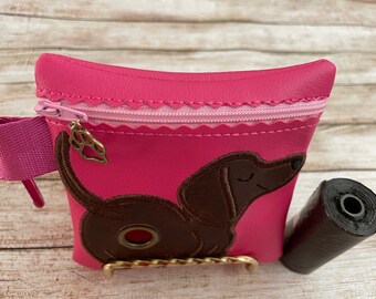 Dachshund Zippered Doggie Poop Bag Holder   Customize to your dogs colors,  Also available as a treat bag!