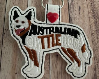 Australian Cattle Dog Key Fob – Hand Cut Vinyl Snap Tag