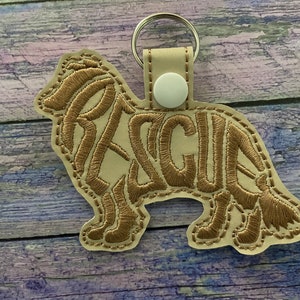 Sheltie/Collie Rescue Word Key Fob, Key chain, Book bag tag, Purse Charm