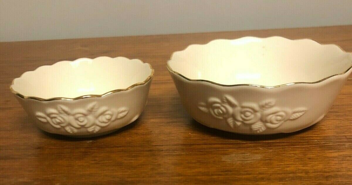 2 Gold Rim Lenox Rose Blossom Set Fine China Candy Sugar Fruit - Etsy