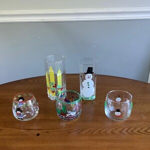 Hand painted Christmas drinking glassware