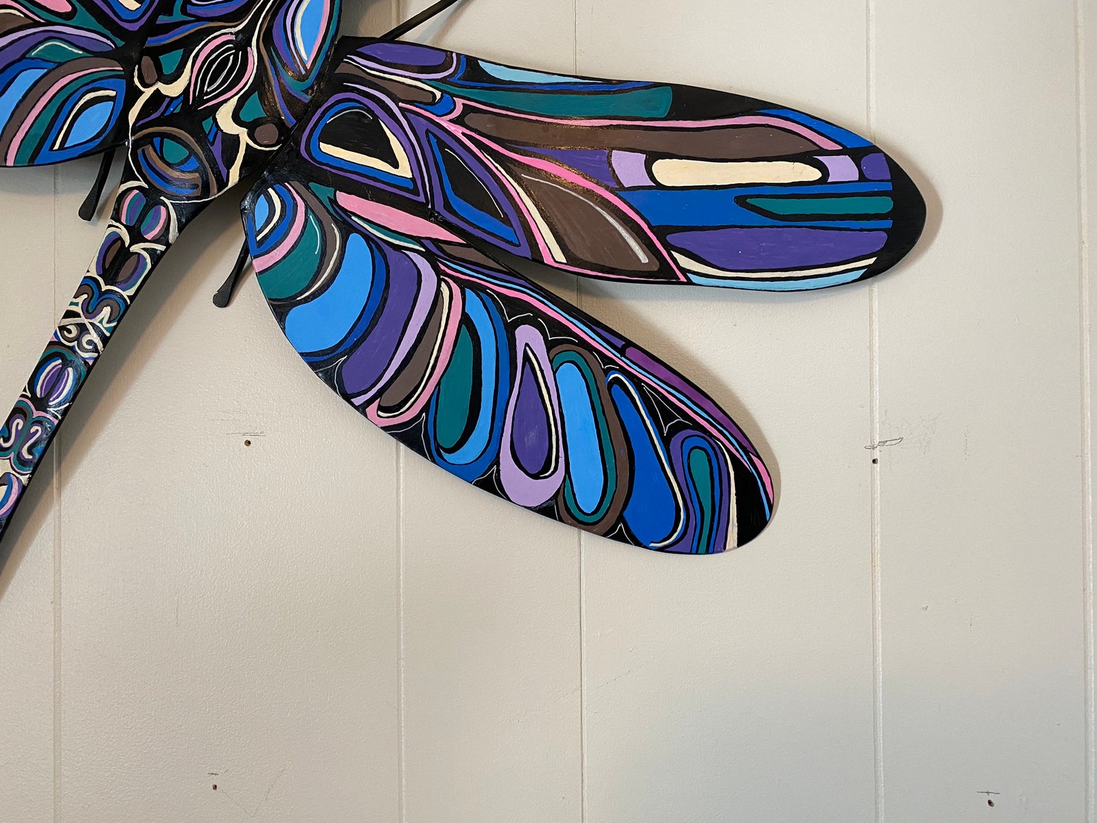 Hand Painted Metal Dragonfly Wall Art Garden Art Etsy