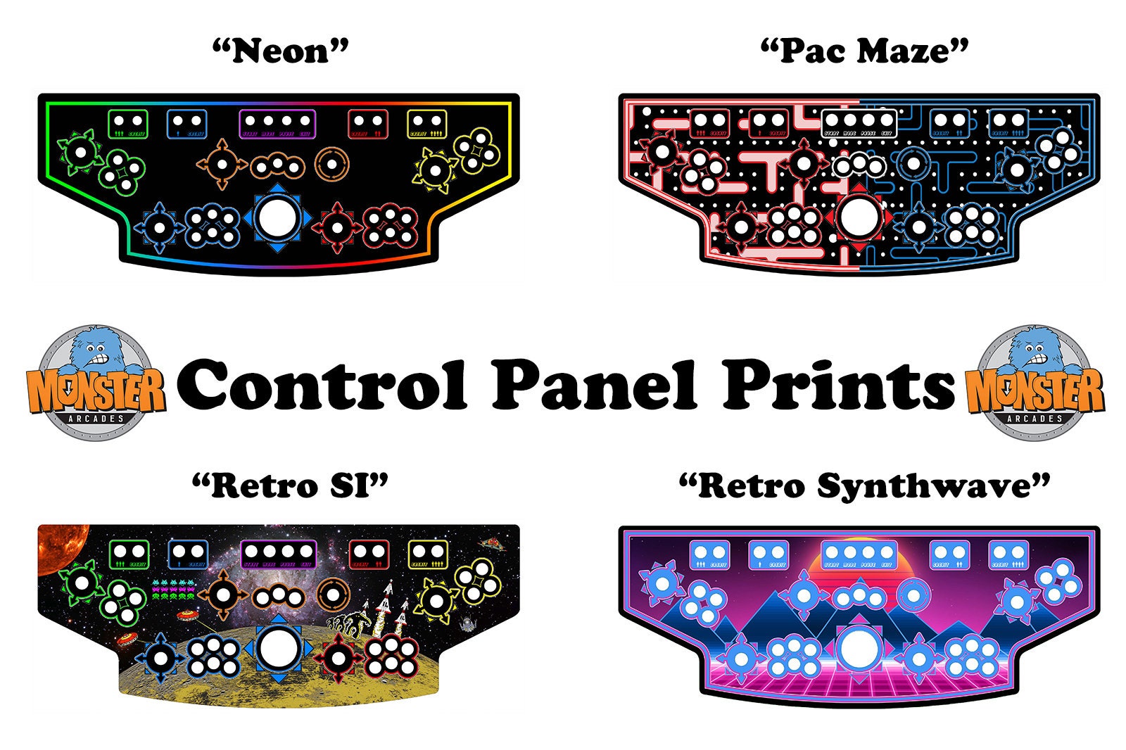 Quad T-Panel Arcade Control Panel Art Print
