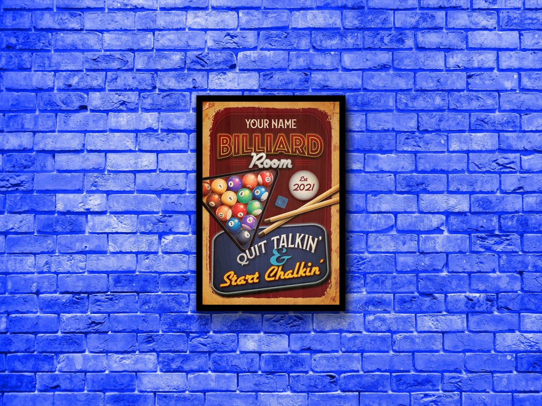 Personalized Billiard Poster Sign Man Cave Pool Hall Basement Game Room ...