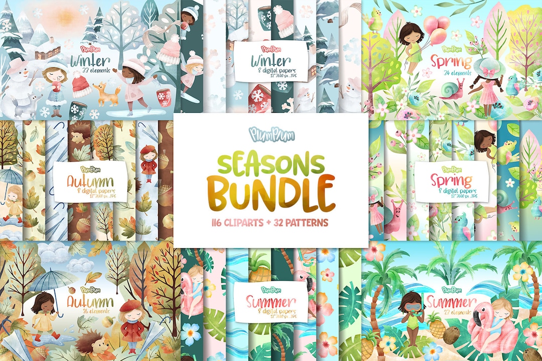 Seasons Bundle, Spring Bundle, Summer Bundle, Autumn Bundle, Winter ...
