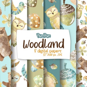 Woodland Digital Papers, Cute Animals, Surface Patterns, Fall Digital, Autumn Patterns, Fall Seamless, Cute Patterns, Hand Drawn Patterns