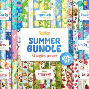 Summer Digital Papers Bundle, Seamless Pattern Bundle, Summer Pattern, Summer Bundle, Summer Graphics, Discount Bundle
