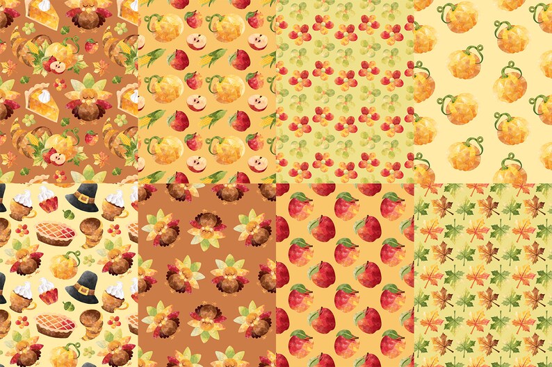 Thanksgiving Digital Paper Thanksgiving Pattern Digital Background