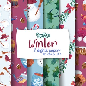 Christmas Digital Papers, Seamless Patterns, Winter Background, Chirstmas Patterns, Digital Background, Winter Patterns, Surface Patterns