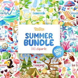Paquete de clipart de verano, cliparts de acuarela, cliparts de verano, clipart de vacaciones, paquetes de verano, paquete de vacaciones, paquete de descuento