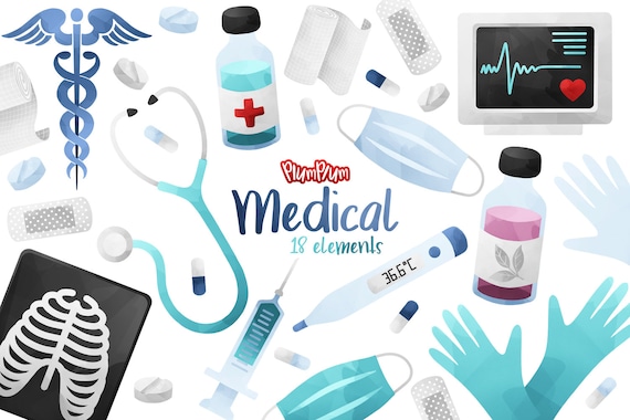 Medical Watercolor Clipart, Healthcare Clipart, Doctor Clipart, Hospital Clipart, Nurse Clipart, Medicine Clipart, Medical Clipart