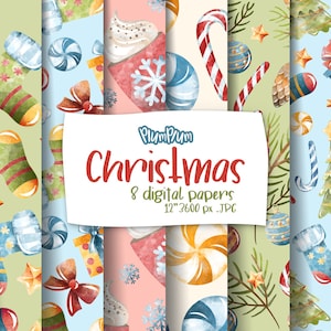 Christmas Digital Papers, Christmas Seamless, Winter Digital, Surface Patterns, Christmas Fabric, Xmas Patterns, Seamless Patterns