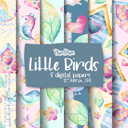 Cute Birds Digital Paper Seamless Patterns Birds Patterns - Etsy