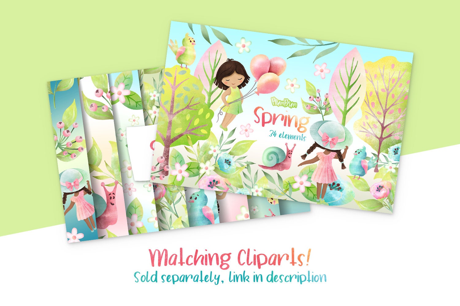 Spring Digital Paper Spring Graphics Spring Patterns - Etsy