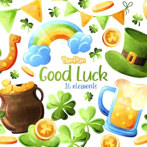 Clipart de la Saint-Patrick, Clipart Shamrock, Spring Graphics, Rainbow Clipart, Clover Clipart, Lucky Clover Clipart, Luck Clipart
