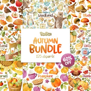 Autumn Clipart Bundle, Autumn Clipart Set, Fall Clipart, Fall Watercolor, Autumn Watercolor, Discount Bundle, Graphics Bundle
