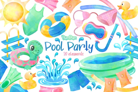Summer Pool Party Clipart PNG Graphic by kyootieskwaii · Creative Fabrica