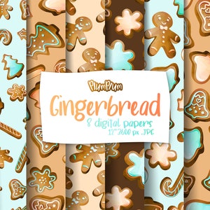Gingerbread Digital Papers, Christmas Patterns, Xmas Digital, Gingerbread Cookies, Gingerbread Pattern, Christmas Digital