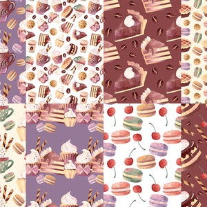 Sweets Digital Papers, Pastry Patterns, Digital Background, Seamless ...