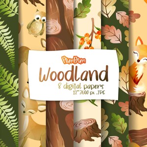 Woodland Digital Papers, Forest Digital, Fall Patterns, Autumn Seamless, Fox Pattern, Cute Animals, Hand Drawn Patterns, Fall Illustration
