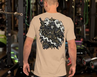 Ghost Tier One Operator Emblem | Skull Mask Tactical Warrior | Dark Special Operations Humor Unisex t-shirt