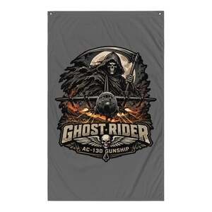 Ghost Rider AC-130 Gunship Emblem - Sensenmann Minigun Design Flagge
