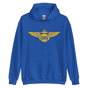 Felpa unisex con ali da aviatore navale – Distintivo da pilota della Marina degli Stati Uniti / Emblema di volo militare