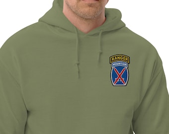 Bluza z kapturem unisex z haftowanym emblematem wojskowym 10. Dywizji Górskiej Ranger Tab Tribute