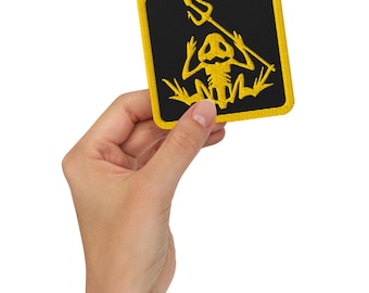 Frogman & Trident Skeleton Emblem | Bone Frog Amphibious Warrior | Tactical Frog Skull Embroidered patches