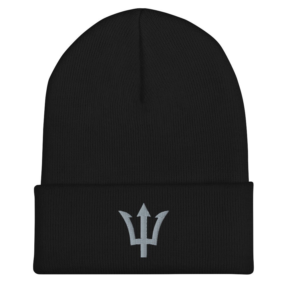 Trident Embroidered Cuffed Beanie - Etsy