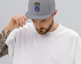 Czapka typu snapback z haftowanym emblematem wojskowym 10. Dywizji Górskiej Ranger Tab
