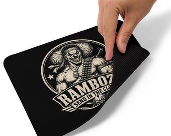 Rambozo Evil Clown Commando Design | Send in the Clown Military Satire | Machine Gun Action Parody Mouse pad